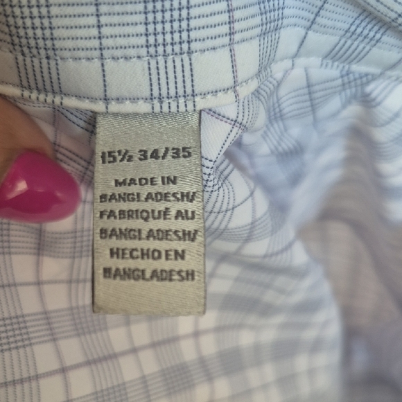 Perry Ellis Light Blue Plaid Button Down Shirt - Picture 8 of 16